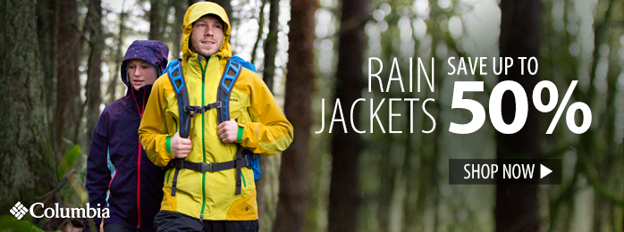 Save up to 50% on rain jackets