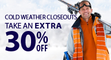 Cold Weather Closeouts - take an extra 30% off!