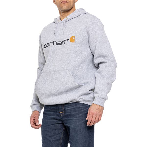 Carhartt 100074 Big and Tall Signature Logo Hoodie - Factory Seconds in Heather Gray