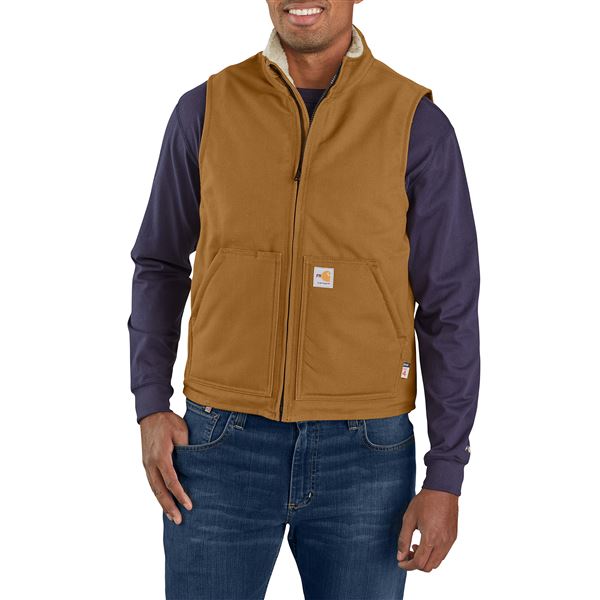 Carhartt 104981 Big and Tall Flame-Resistant Duck Vest - Wool Sherpa Lined, Factory Seconds in Dark Navy