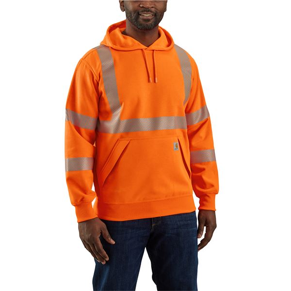 Carhartt 104987 Big and Tall High Visibility Rain Defender® Loose Fit Midweight Class 3 Hoodie - Factory Seconds in Brite Lime