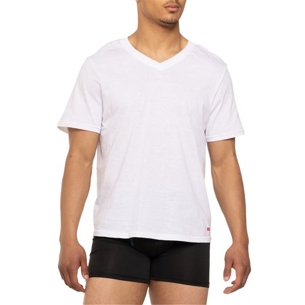 Levi's V-Neck Undershirt - 3-Pack, Short Sleeve in White