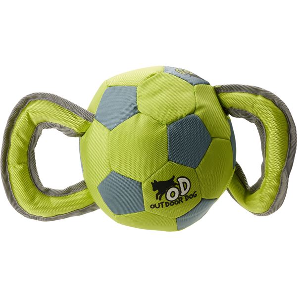 Outdoor Dog Ballistic Handled Soccer Ball - 8”, Squeaker in Orange