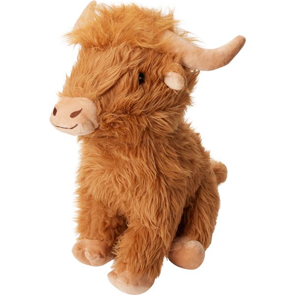 MultiPet Jumbo Highland Cow Dog Toy - 15”, Squeaker in Cream