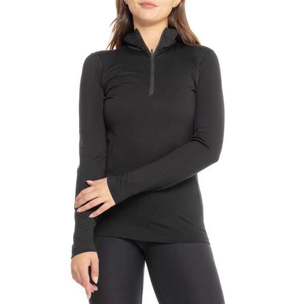 Icebreaker 200 Oasis Base Layer Top - Merino Wool, Zip Neck, Long Sleeve in Black