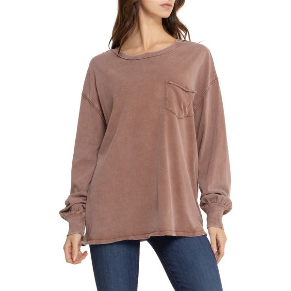 Free People Fade Into You Shirt - Long Sleeve in Ocean