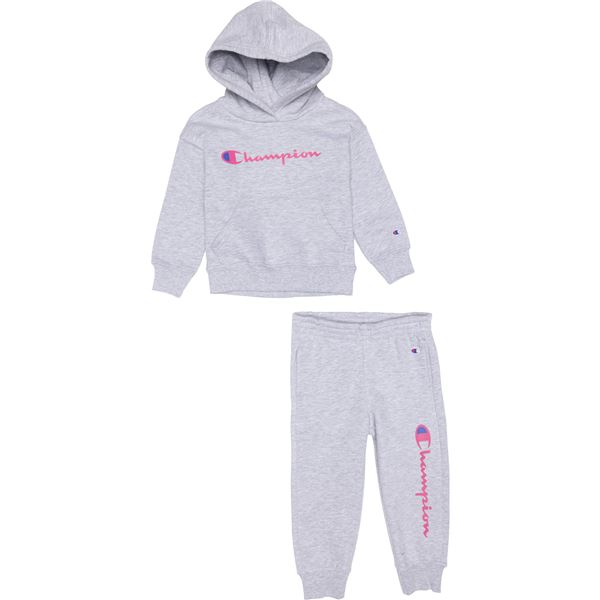 Champion Toddler Girls Pullover Hoodie and Joggers Set in Gray Heather