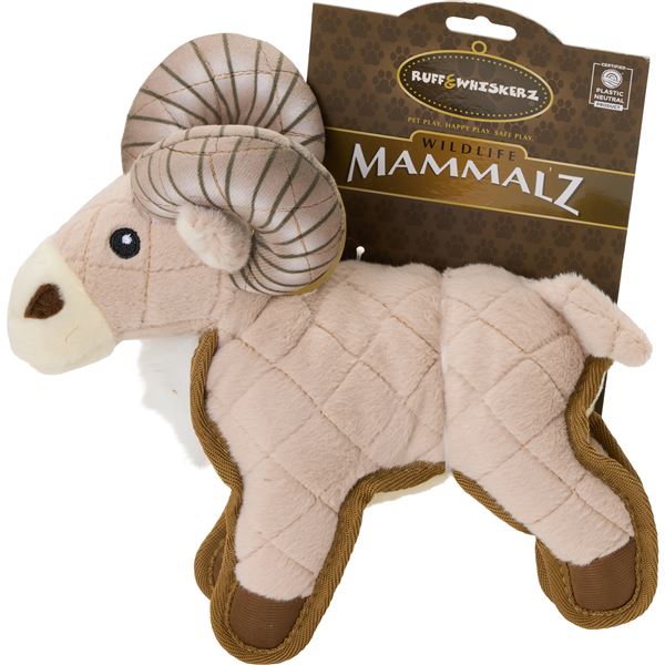 Ruff & Whiskerz Mammalz Tough Dog Toy - 11" in Horn Sheep