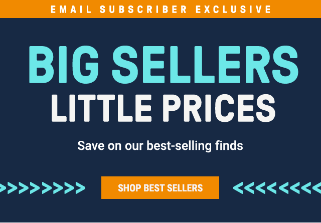 Email Subscriber Exclusive. Big Sellers. Little prices. Save on our best-selling finds. Shop Best Sellers.