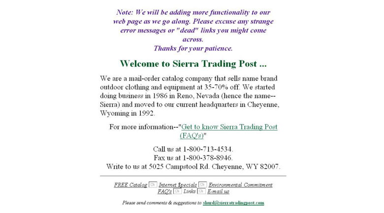 Sierra Trading Post Timeline