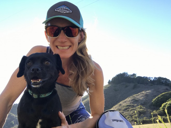 hiking with rescue dog