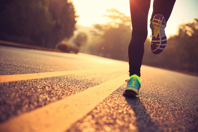 trail runners on pavement