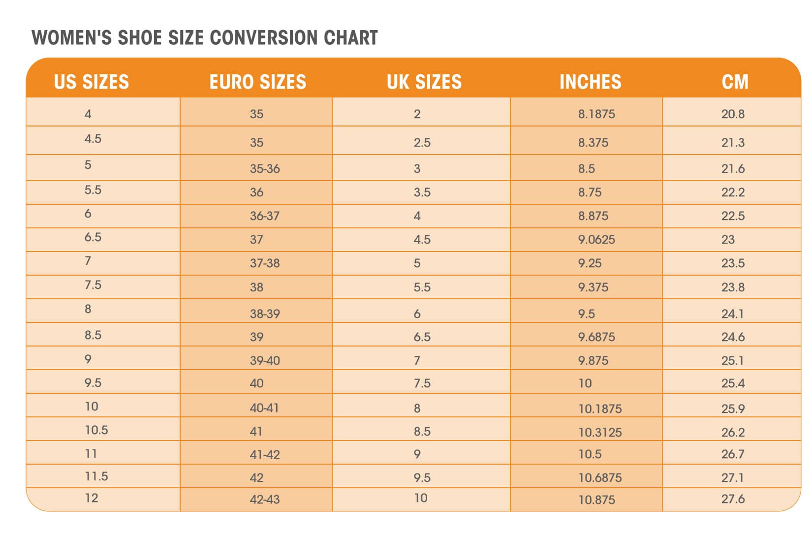 Shoe Size Table Conversion Brokeasshome